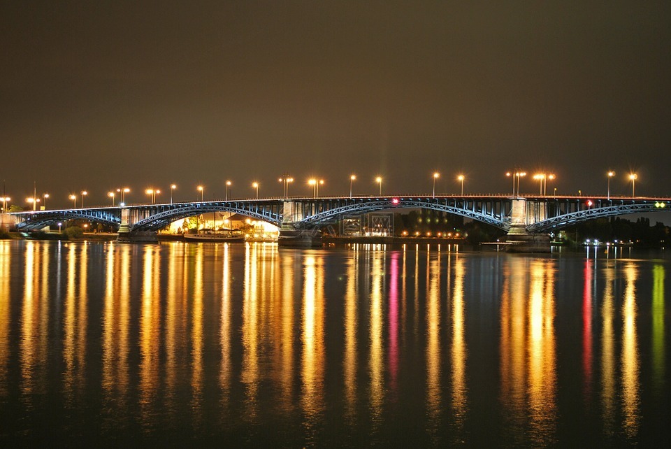 美因茨,theodor heuss 桥,夜间摄影
