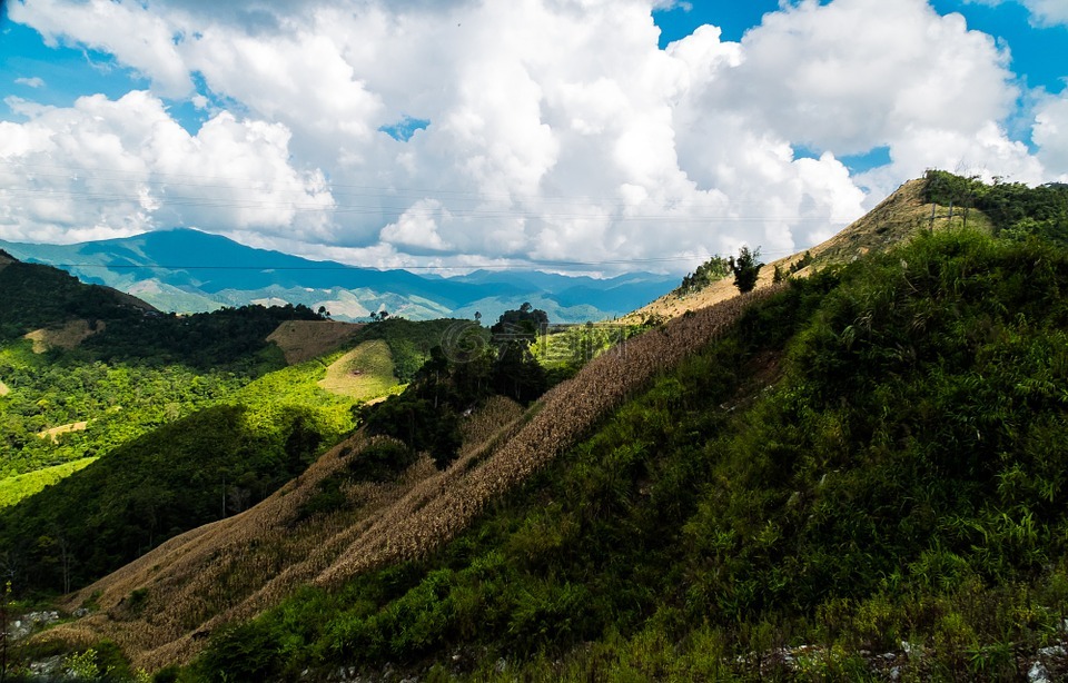 山景观,山,泰国北部