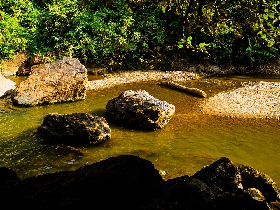 河风景,石头,泰国北部