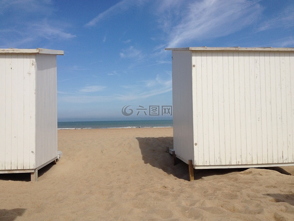 沙滩小木屋,假日,海