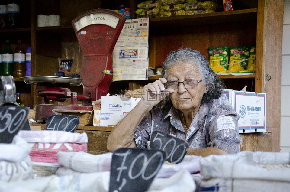 老年妇女,卖方,市场