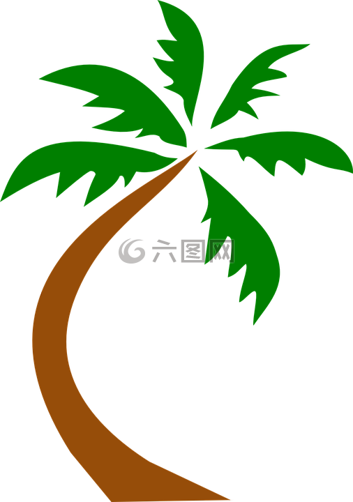 椰子棕榈,树,弯