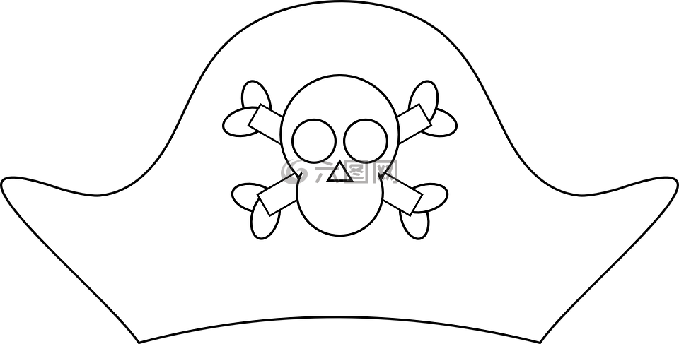 海盗帽子,骷髅和交叉骨,海盗