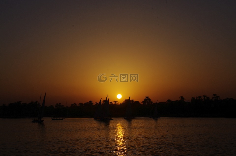 埃及,黃昏,日落