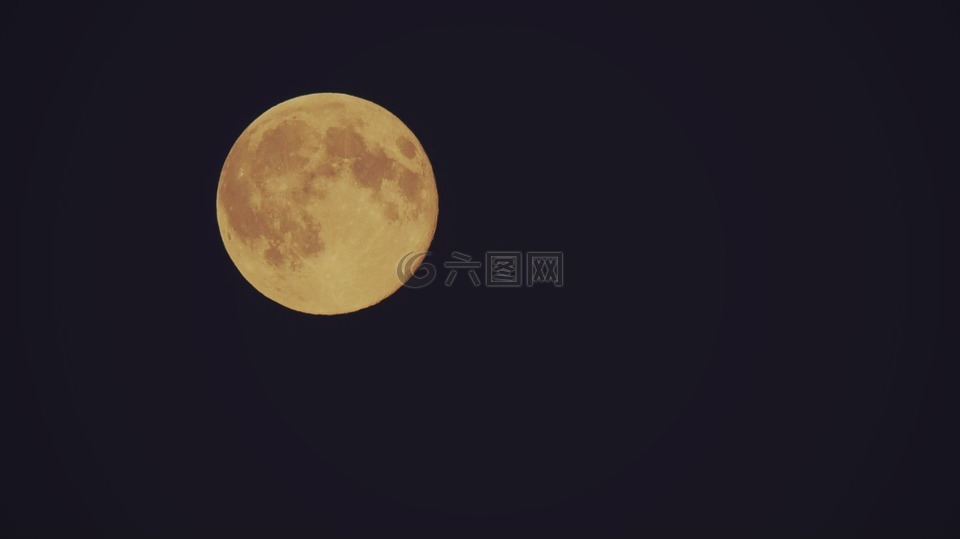 月亮,满月,橘黄色的月亮