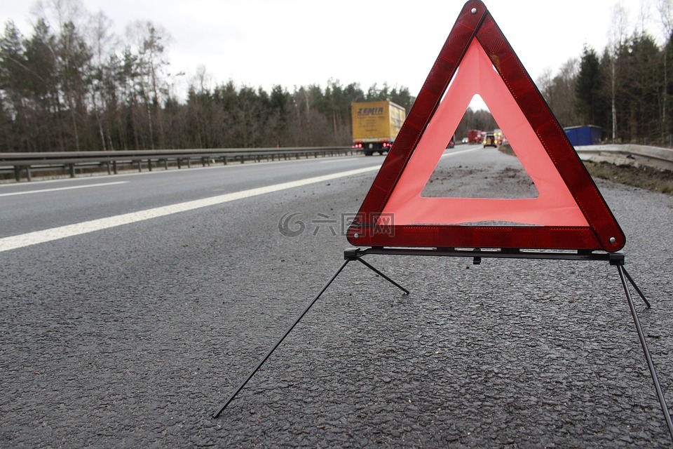 警告三角形,事故,公路