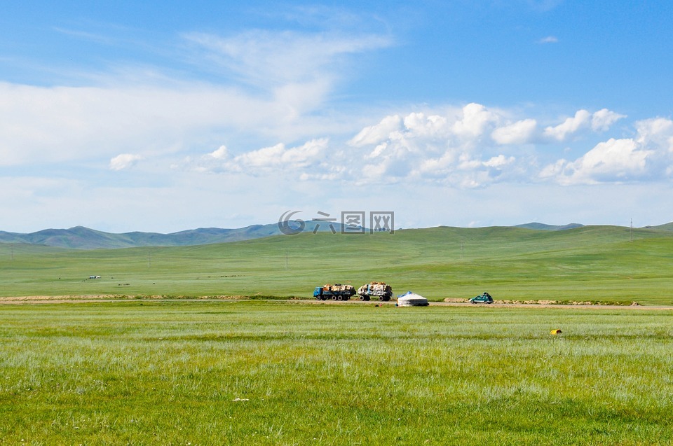 农村,草原,蒙古