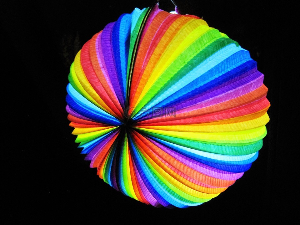 多彩的灯笼,彩虹色,条纹