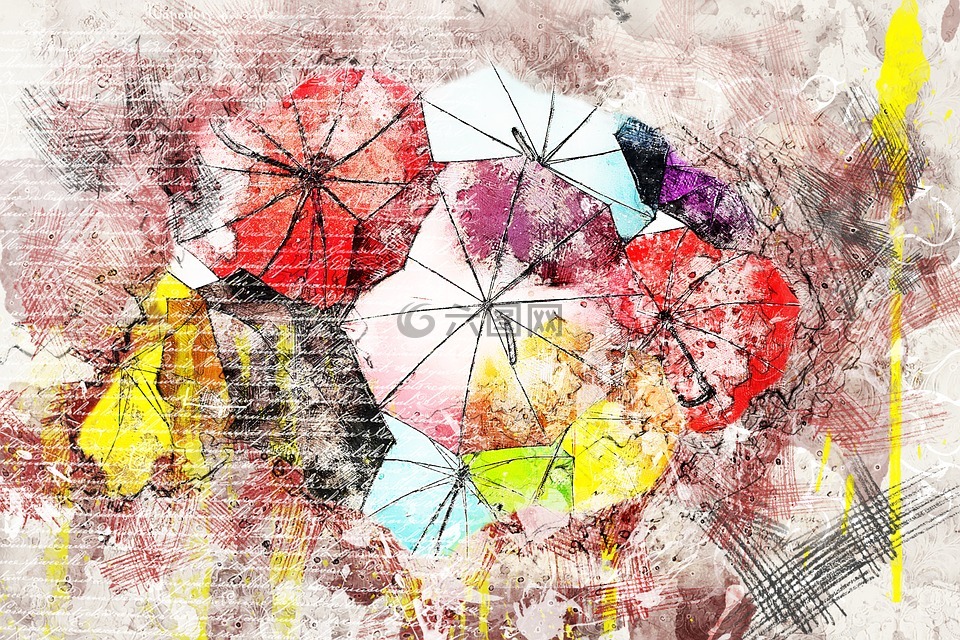 伞,多彩,艺术