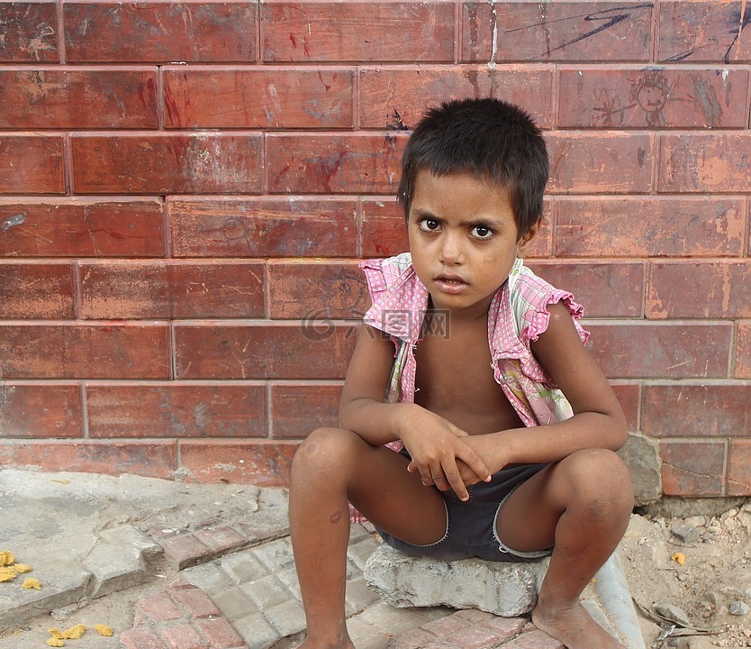 孩子,那个乞丐,印度