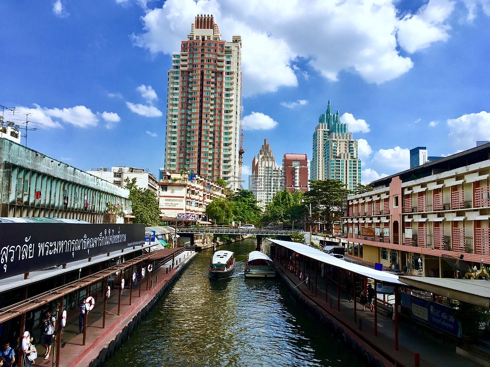 曼谷,城市,天空