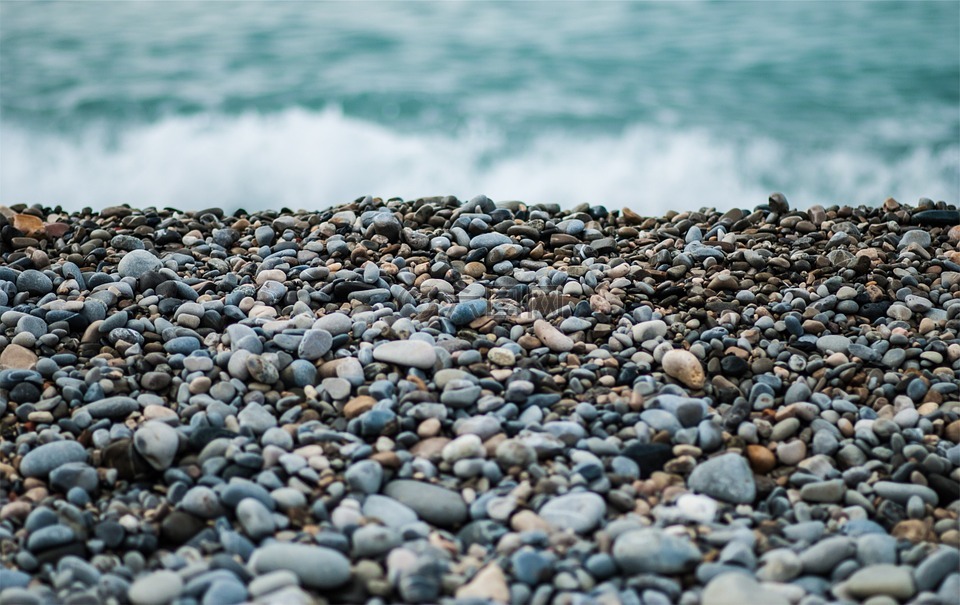 海岸,鹅卵石,石头