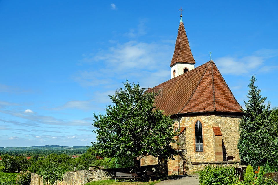 教会,山教堂,景观