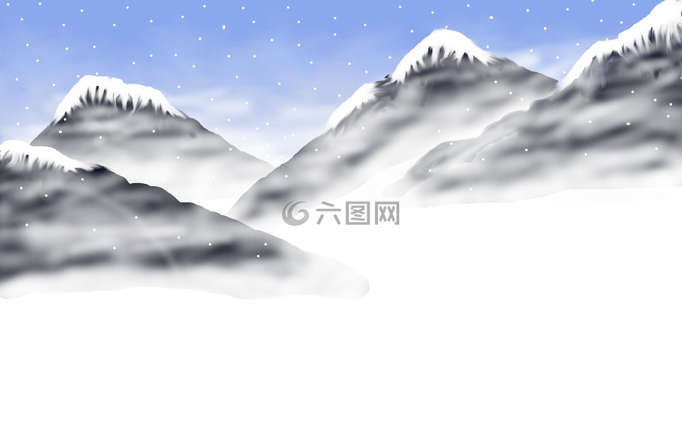 雪,山,图