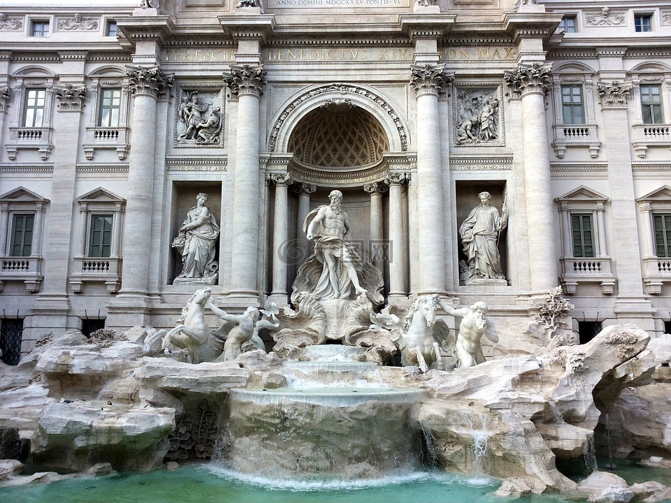 罗马,特雷维喷泉,假日