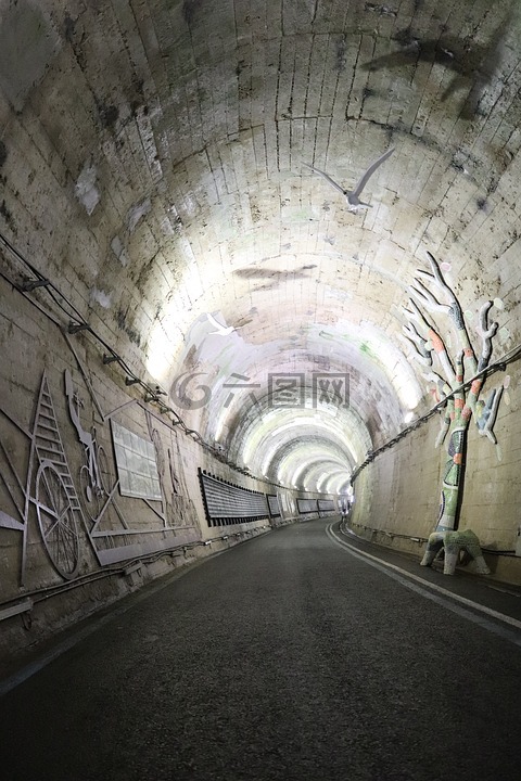 隧道,光,在黑暗中
