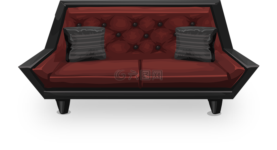 沙发,双人,红色