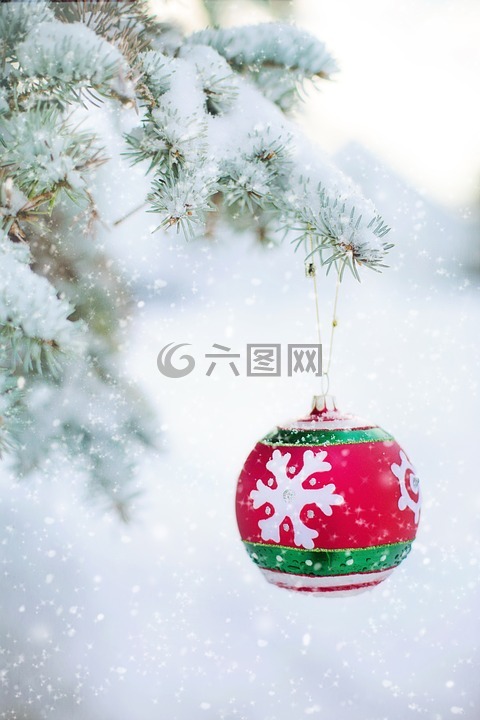圣诞饰品,灯泡,雪树