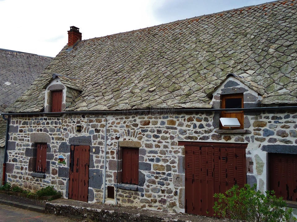 房子,石头,法国