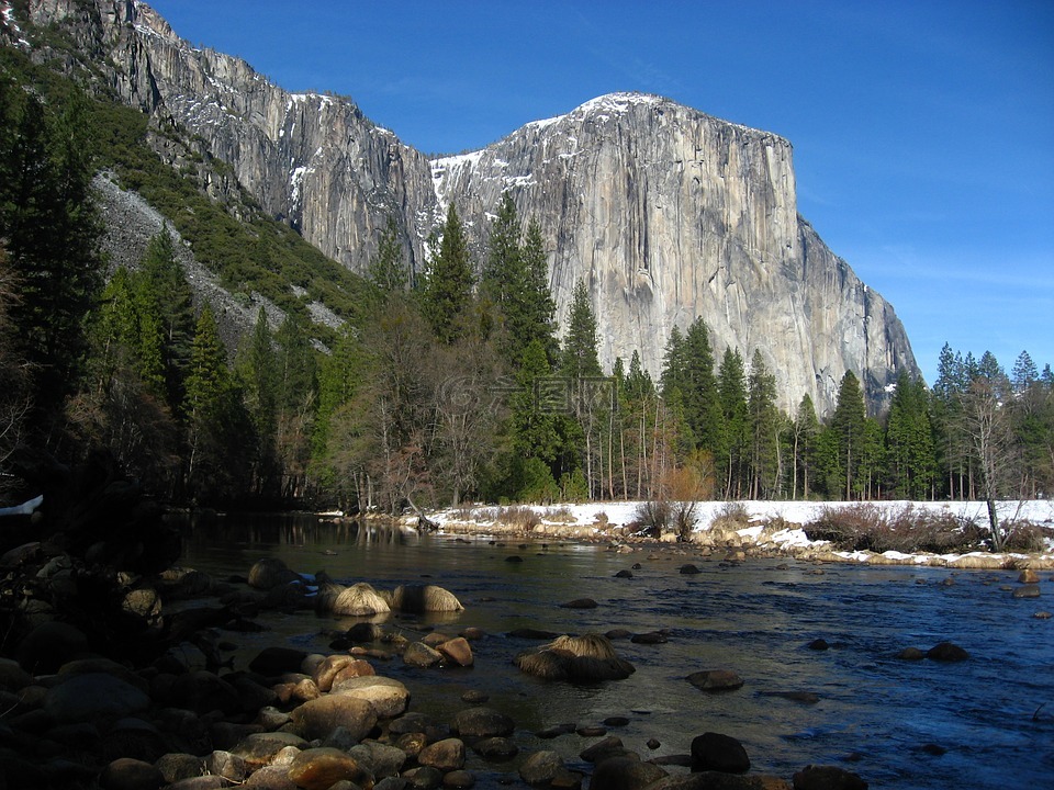 约塞米蒂,山,河