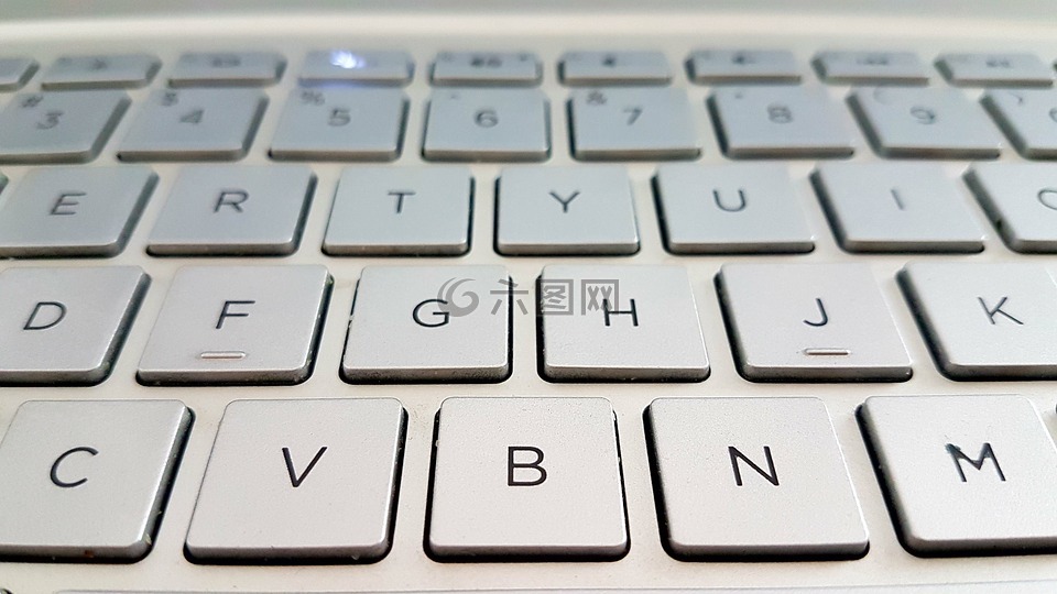 键盘,笔记本电脑键盘,银色的键盘