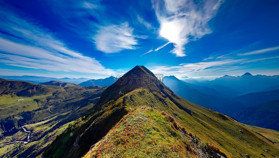 意大利,全景图,山