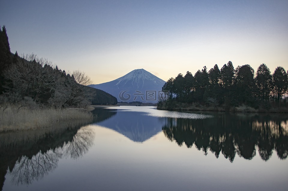 富士山,冬季,清晨