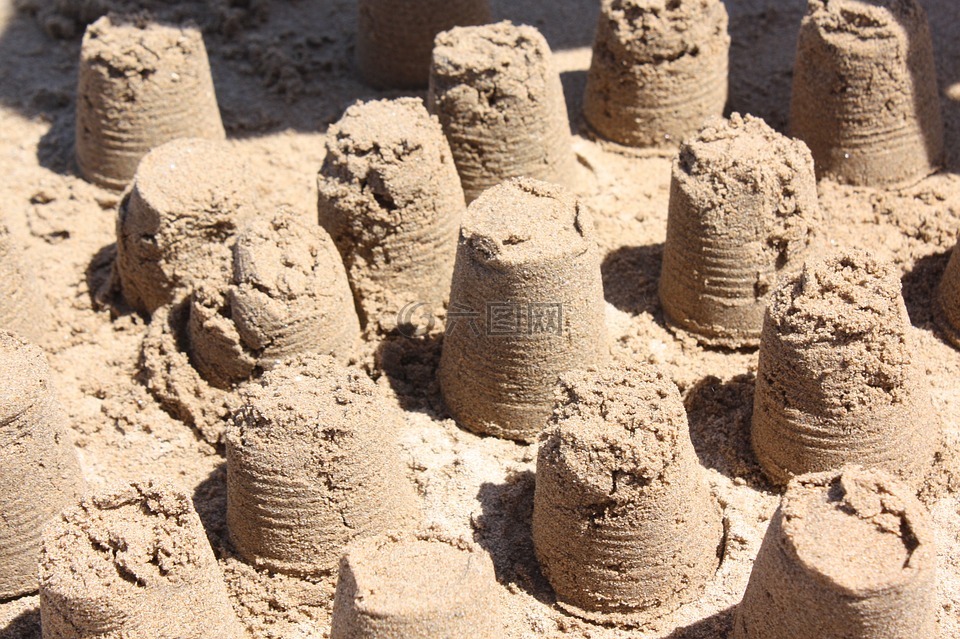 沙子城堡,砂,海滩