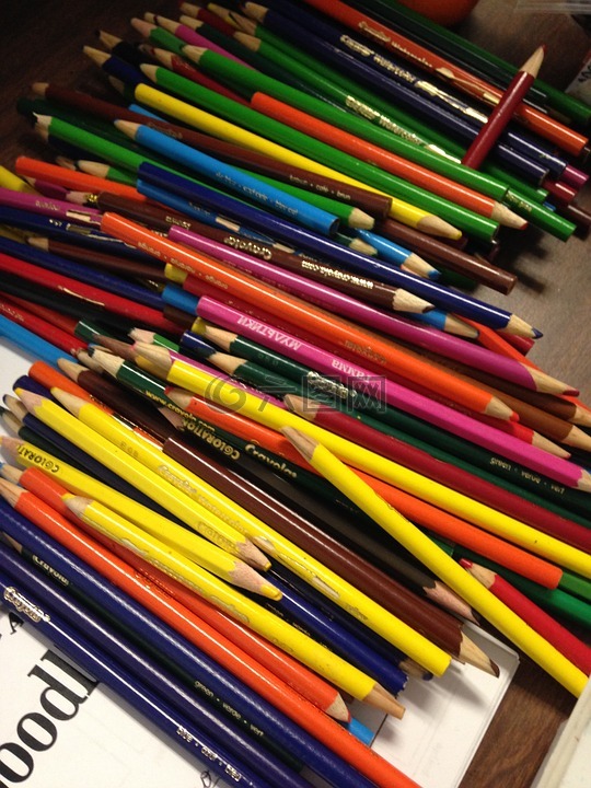 彩色的铅笔,美术用品,多彩