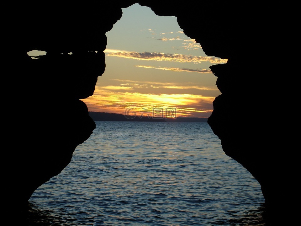 日落,洞穴,开幕