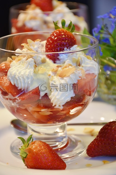 草莓,草莓杯,冰