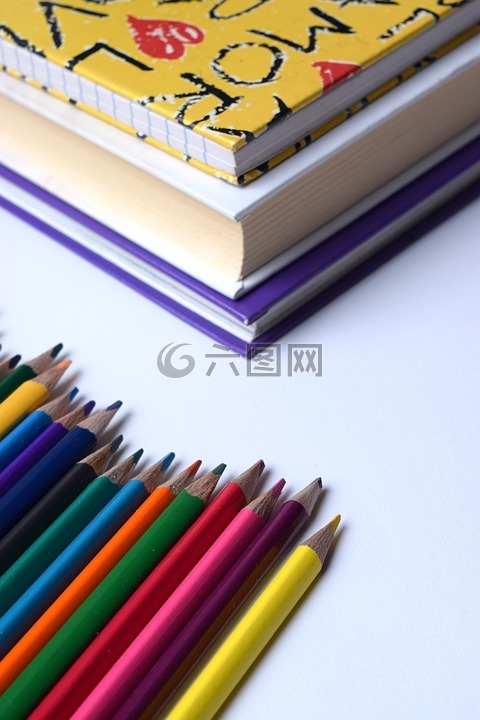 回校,铅笔,彩虹