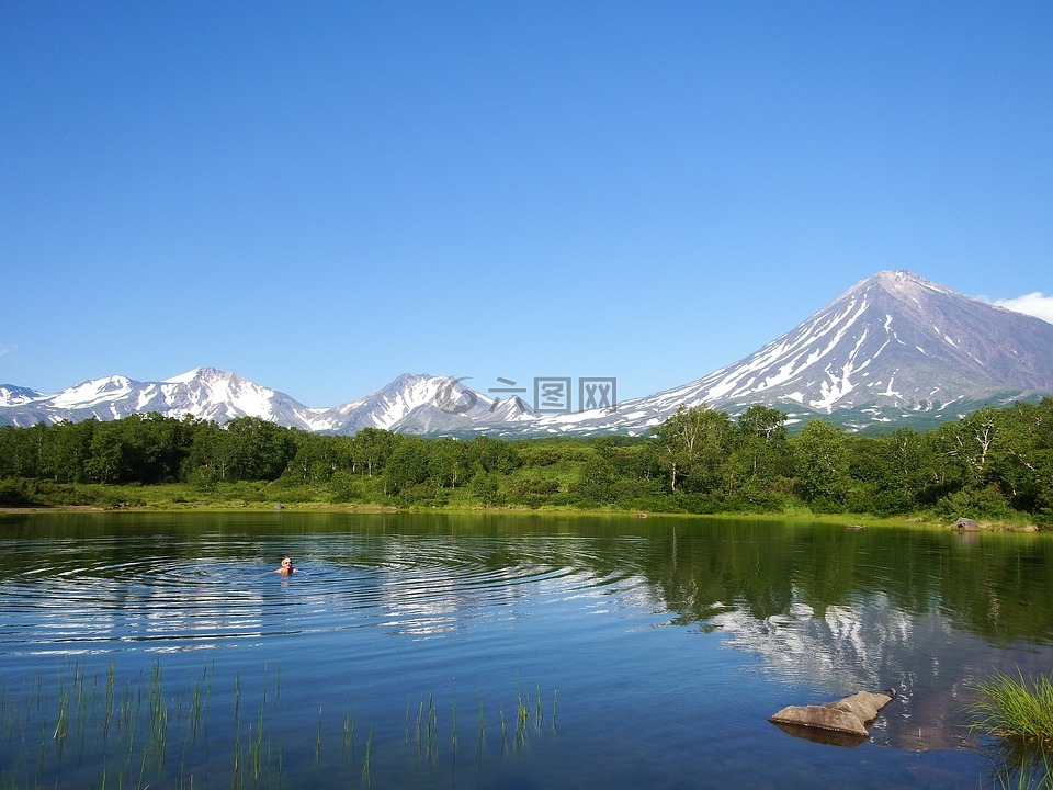 森林湖,森林,山