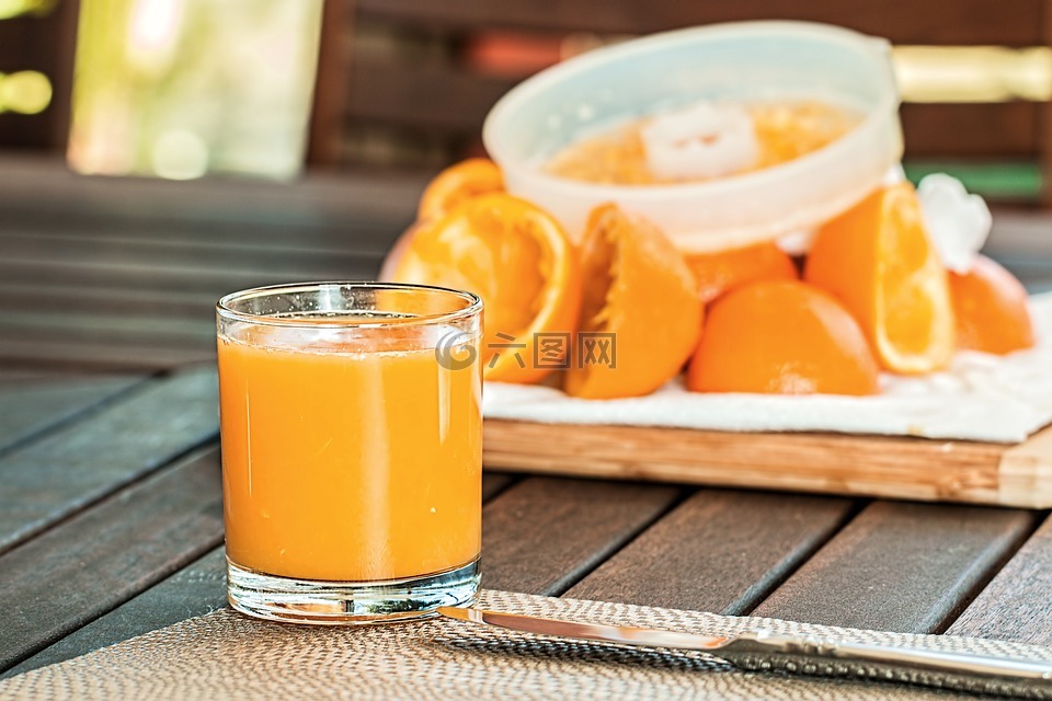 新鲜的橙汁,挤压,清爽
