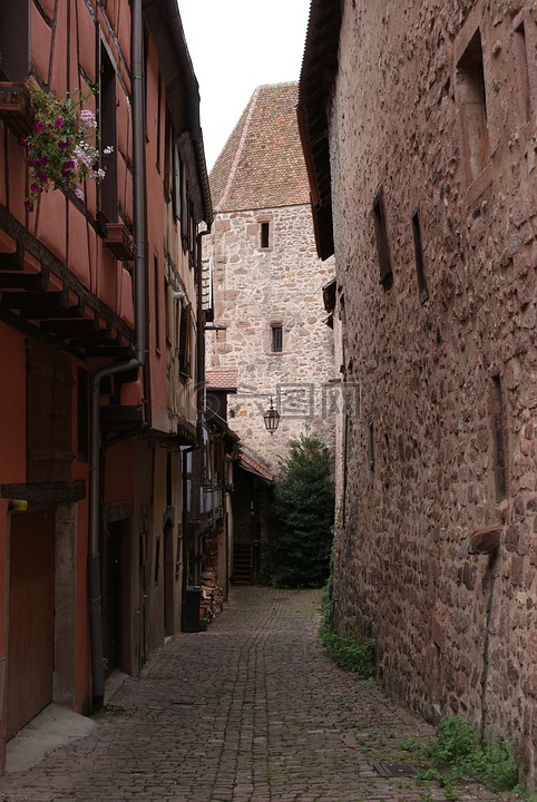 中世纪,镇,墙