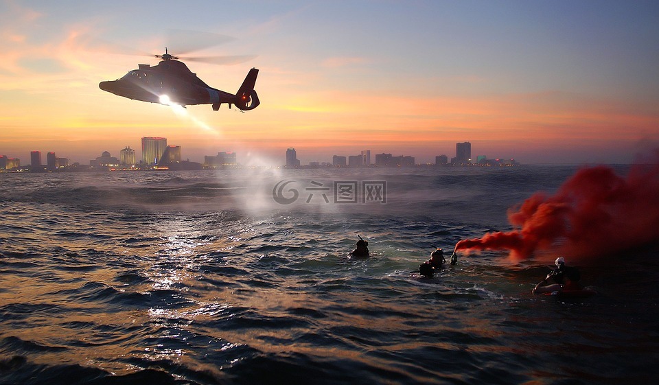 直升机,海岸警卫队,救援培训
