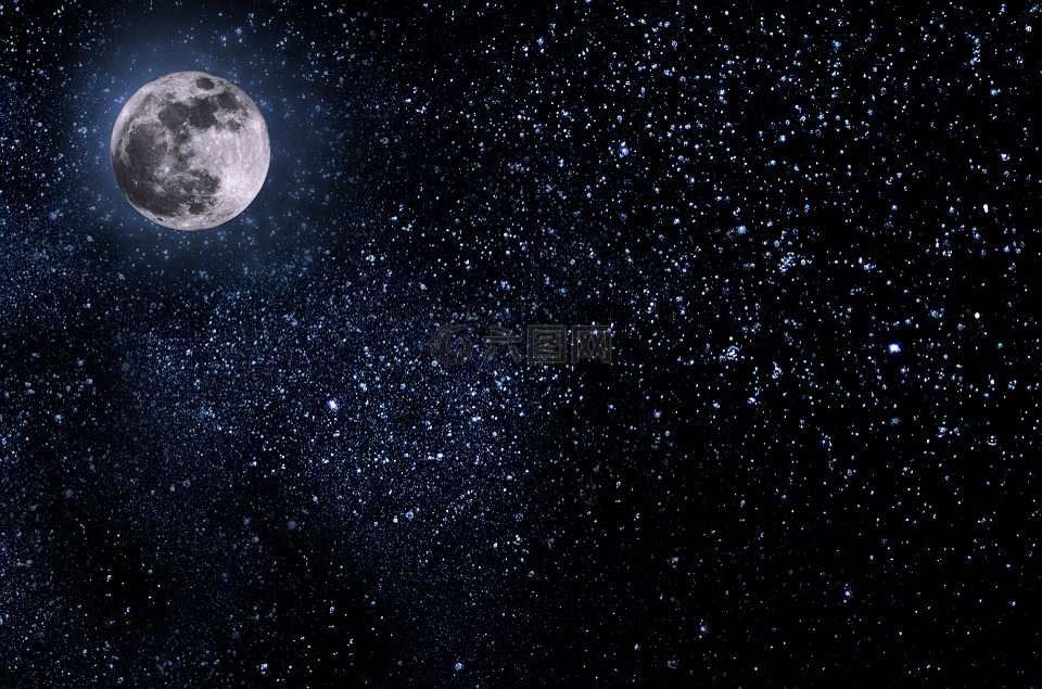 夜,天空,月亮