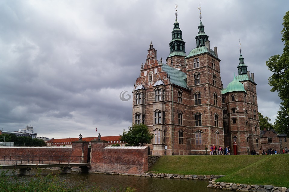 dänermark,城堡,灰色的天空