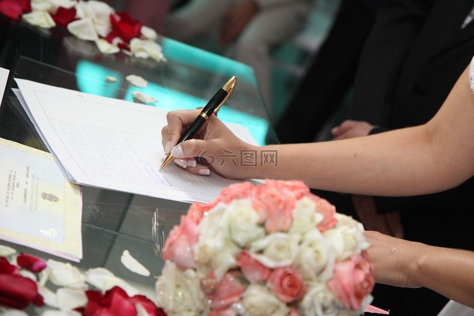 新娘签署,婚礼签名,签名