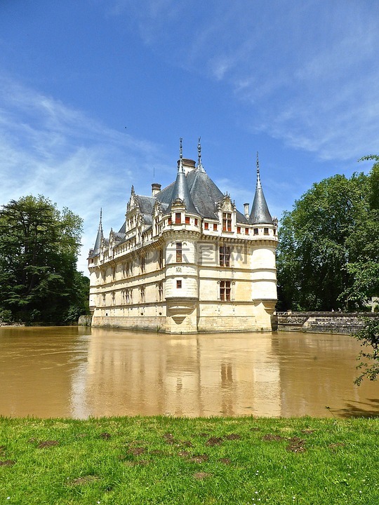 城堡 d'azay le rideau,城堡,法国