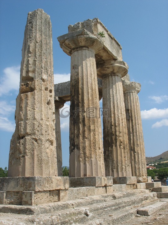 古代科林斯,寺庙废墟,希腊
