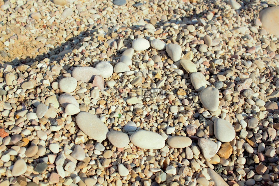 心,石头,海