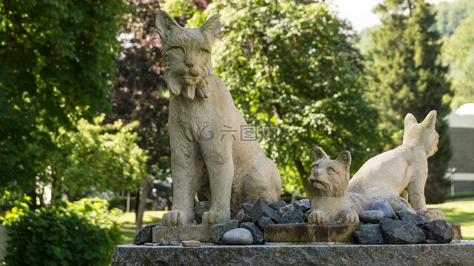 lynx,雕像,家庭