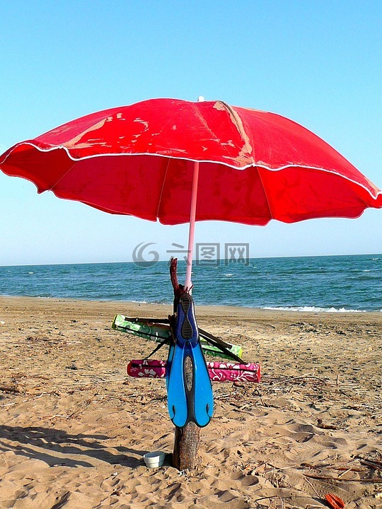 阳伞,海滩,海滩度假