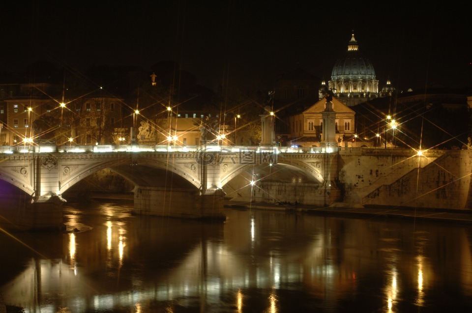 圣彼得大教堂,罗马,夜