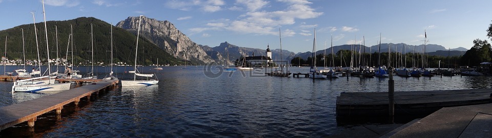 traunsee,湖,格蒙登