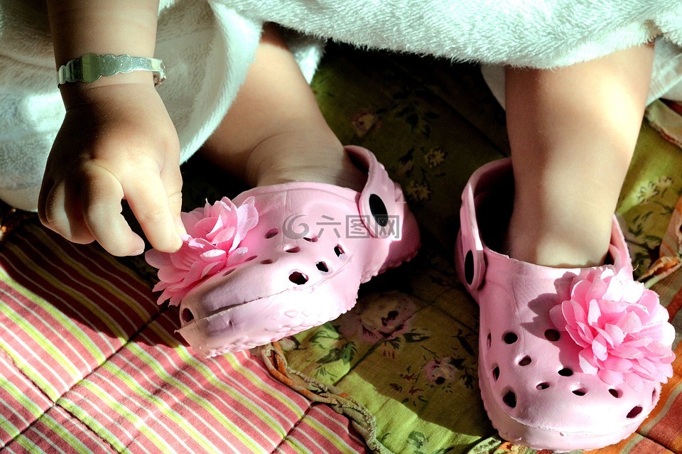 crocks,粉红色,小脚丫