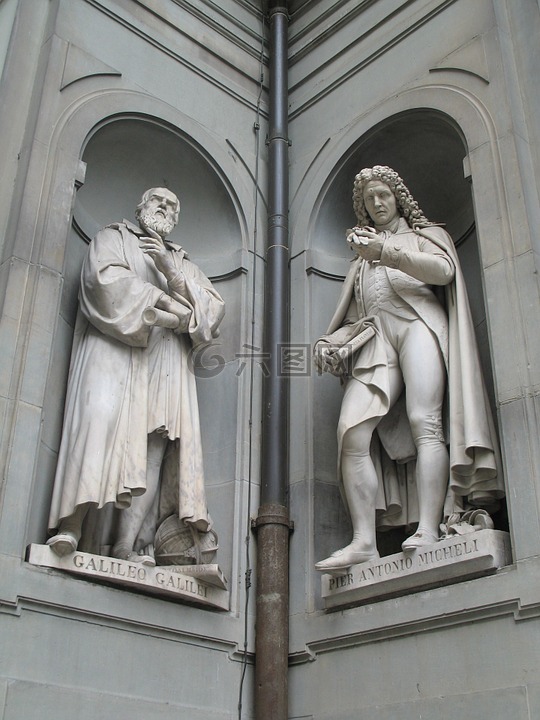 伽利略,雕像,石方