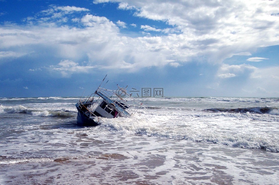 船舶,海滩,海