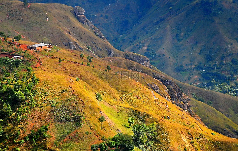 海地,山,景观